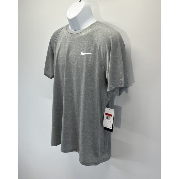 NWT Nike Swim Dri-FIT Hydroguard Men's Large Particle Grey S/S Shirt Rash Guard - Picture 3 of 9